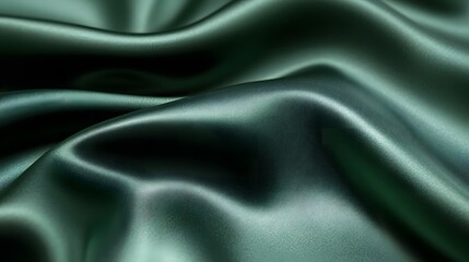 Obraz premium Dark Green Silk Fabric Draped Softly Elegant Texture