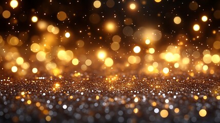 Naklejka premium Glittering Golden Lights and Sparkle Background