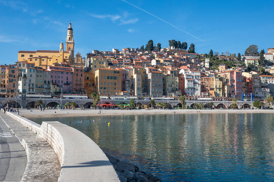 Panorama of The Old town of Menton, France