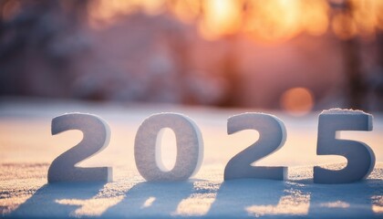 New Year 2025 Celebration in Serene Snowy Landscape