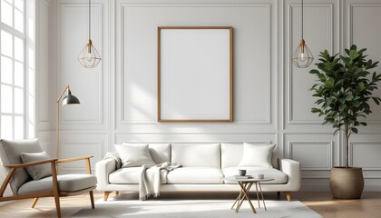 Fototapeta premium Elegant Living Room Interior Design Mockup