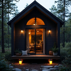 Concept photo of cabin house exterior