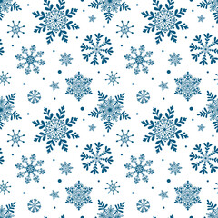 Winter snowflake line background. Vector Christmas seamless pattern, winter wallpaper, festive wrapping paper design.
