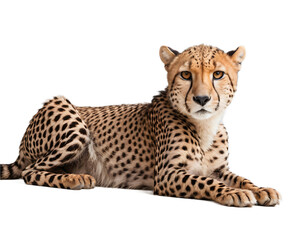 A cheetah resting, isolated on transparent background