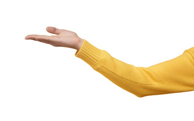 High-Quality PNG yellow sleeve hand gesture on transparent background