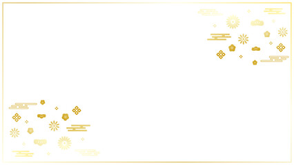 お正月に使える金色の和柄グラデーション枠