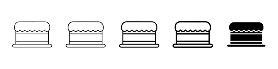cake icon Simple thin line logo set
