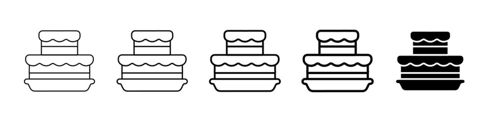 cake icon Simple thin line logo set