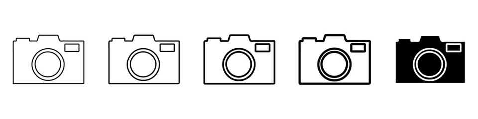 camera icon Simple thin line logo set