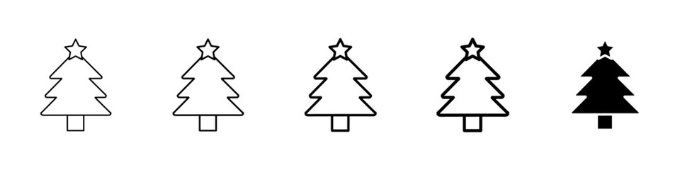 christmas tree icon Simple thin line logo set