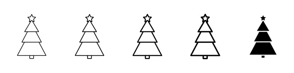 christmas tree icon Simple thin line logo set