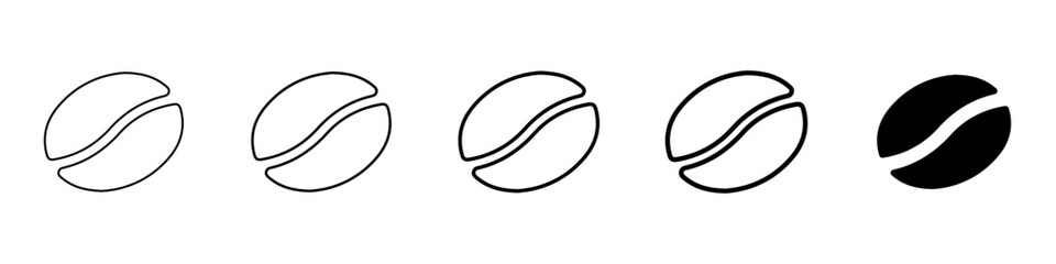 coffee bean icon Simple thin line logo set
