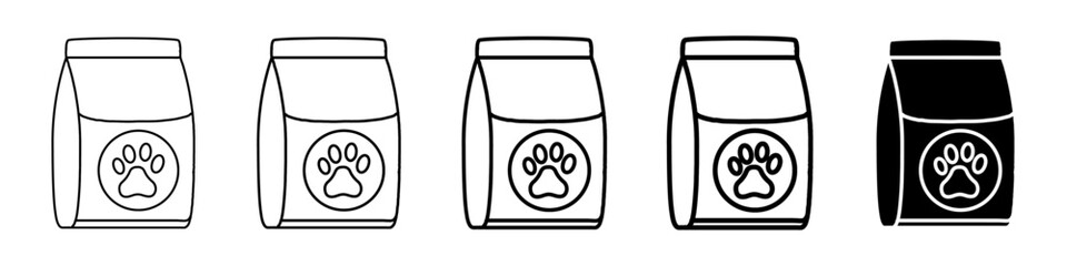 dog food bag icon Simple thin line logo set