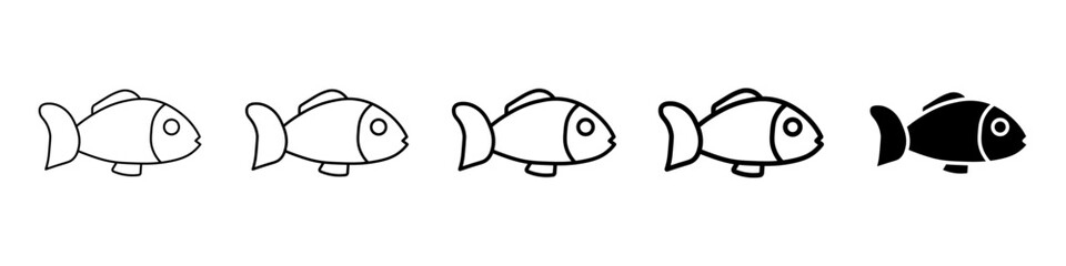 fish icon Simple thin line logo set