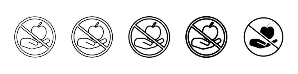 no apple in hand icon Simple thin line logo set