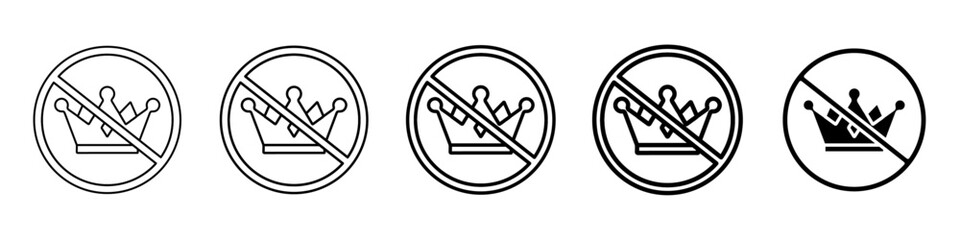 no crown icon Simple thin line logo set