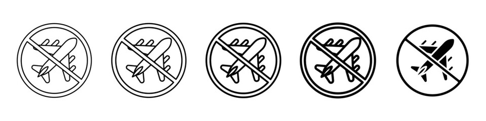 no plane icon Simple thin line logo set