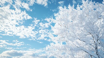 Fototapeta premium Stunning Winter Landscape Snow Covered Tree Blue Sky