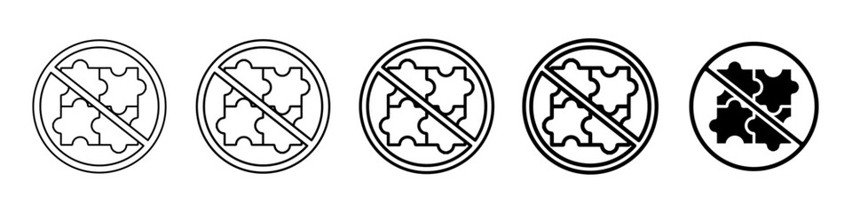 no puzzle icon Simple thin line logo set