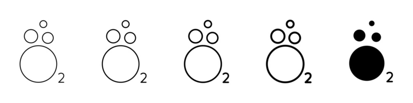 O2 icon Simple thin line logo set