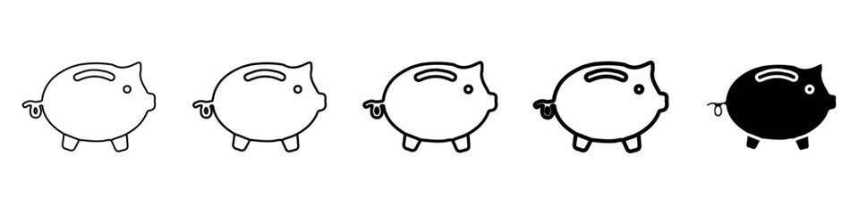 piggy bank icon Simple thin line logo set