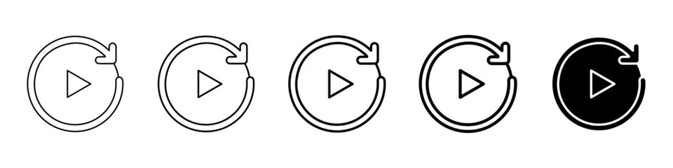 replay icon Simple thin line logo set