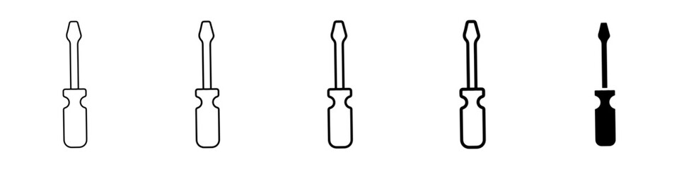 screw driver icon Simple thin line logo set