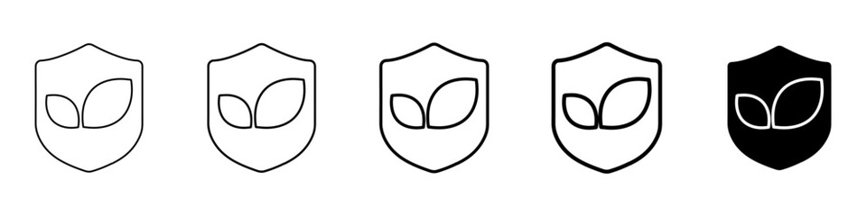 shield icon Simple thin line logo set