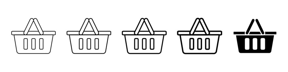 shopping basket icon Simple thin line logo set