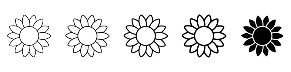 sunflower icon Simple thin line logo set