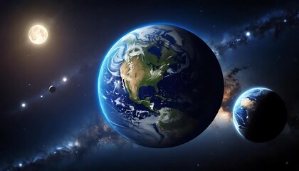 Obraz premium Earth Moon and Planets in Space Showing Celestial Bodies