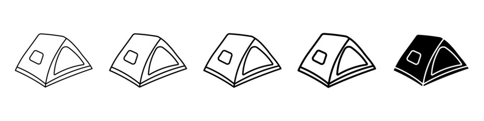 tent icon Simple thin line logo set