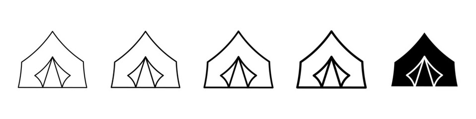 tent icon Simple thin line logo set