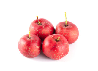 Several red hawthorns on a white background