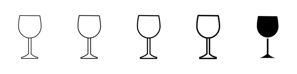 wine icon Simple thin line logo set
