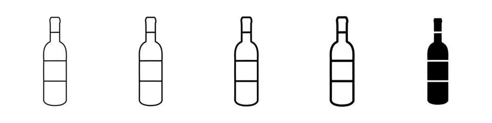 wine bottle icon Simple thin line logo set