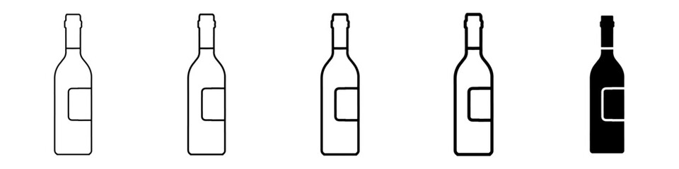 wine icon Simple thin line logo set