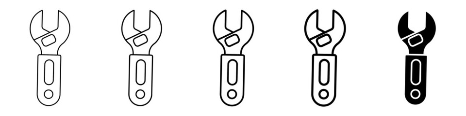 wrench icon Simple thin line logo set