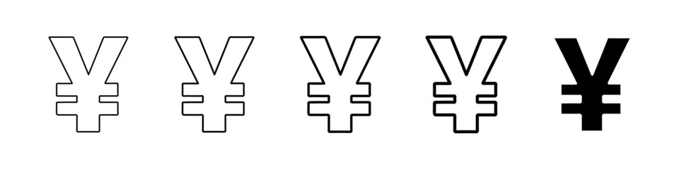 yen icon Simple thin line logo set