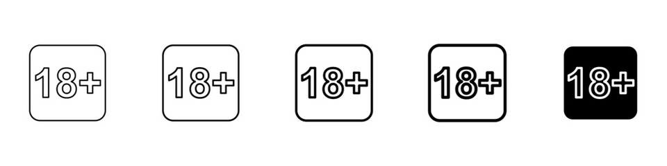 18 plus icon Simple thin line logo set