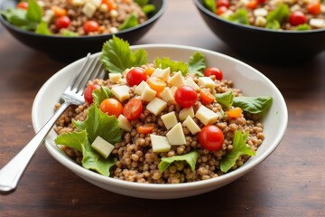 Nutrient packed grain bowls with colorful vegetable toppings