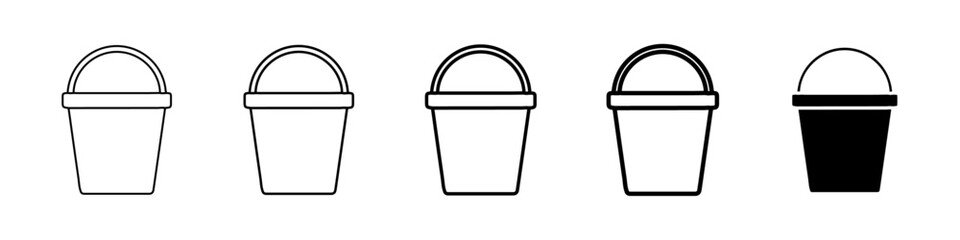 bucket icon Simple thin line logo set
