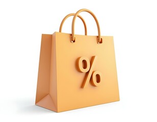 Shopping bag with percentage symbol 3D render icon isolated on transparent background cutout ia 
