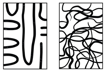 Fun black and white line doodle seamless pattern minimalist. Creative abstract squiggle style drawing background for children or trendy design with basic shapes.