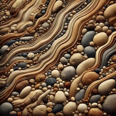 Fototapeta premium Nature’s Canvas Smooth Pebbles and Textured Dirt Patterns 4