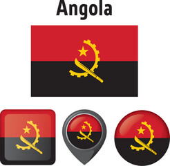 Illustration of the flag of Angola, and various icons. Ideal for catalogs of institutional materials and geography