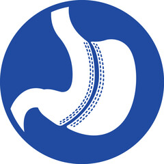 Illustration of stomach icon with bariatric surgery procedure, anatomy. Ideal for medical and educational materials