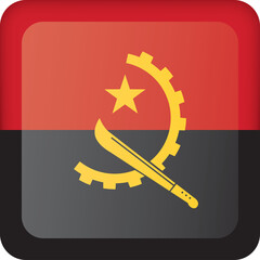 PrintIcon representing a square button with the flag of Angola. Ideal for catalogs of institutional materials and geography