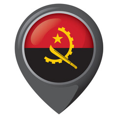 Icon representing a location pin with the flag of Angola. Ideal for catalogs of institutional materials and geography