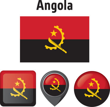 Illustration of the flag of Angola, and various icons. Ideal for catalogs of institutional materials and geography